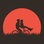 Couple Cycling Romantic Silhouette