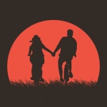 Couple Cycling Romantic Silhouette