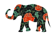 Elephant Floral Pattern Vintage