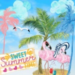 Flamingo Watercolor Summer Art Poster