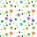 Flowers And Bees Art Pattern
