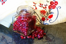 Glass Jar With Red Pomegranate Pips