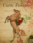 Horse Vintage Floral Postcard