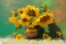 Watercolor Vase Of Yellow Flowers