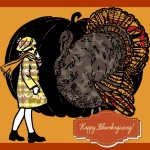 Thanksgiving Turkey And Girl Poster