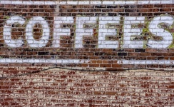 Coffees Painted On Brick Wall
