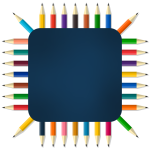 Colored Pencils Frame Blackboard