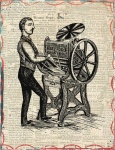 Vintage Man On Printing Press