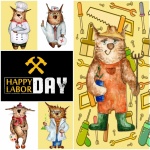 Labor Day Cats Poster