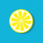 Lemon Slice Blue Background