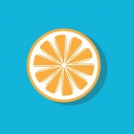 Orange Slice Blue Background