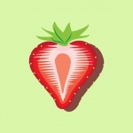 Strawberry Slice Green Background