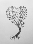Tree, Sketch, Heart, Love