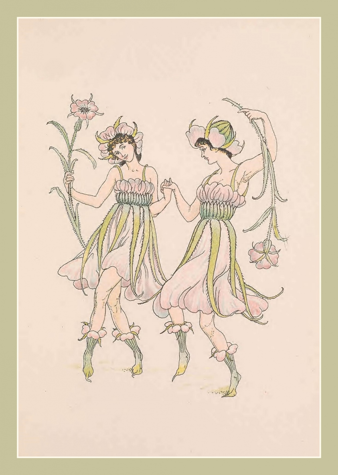 Fairy Flowers Vintage Girl