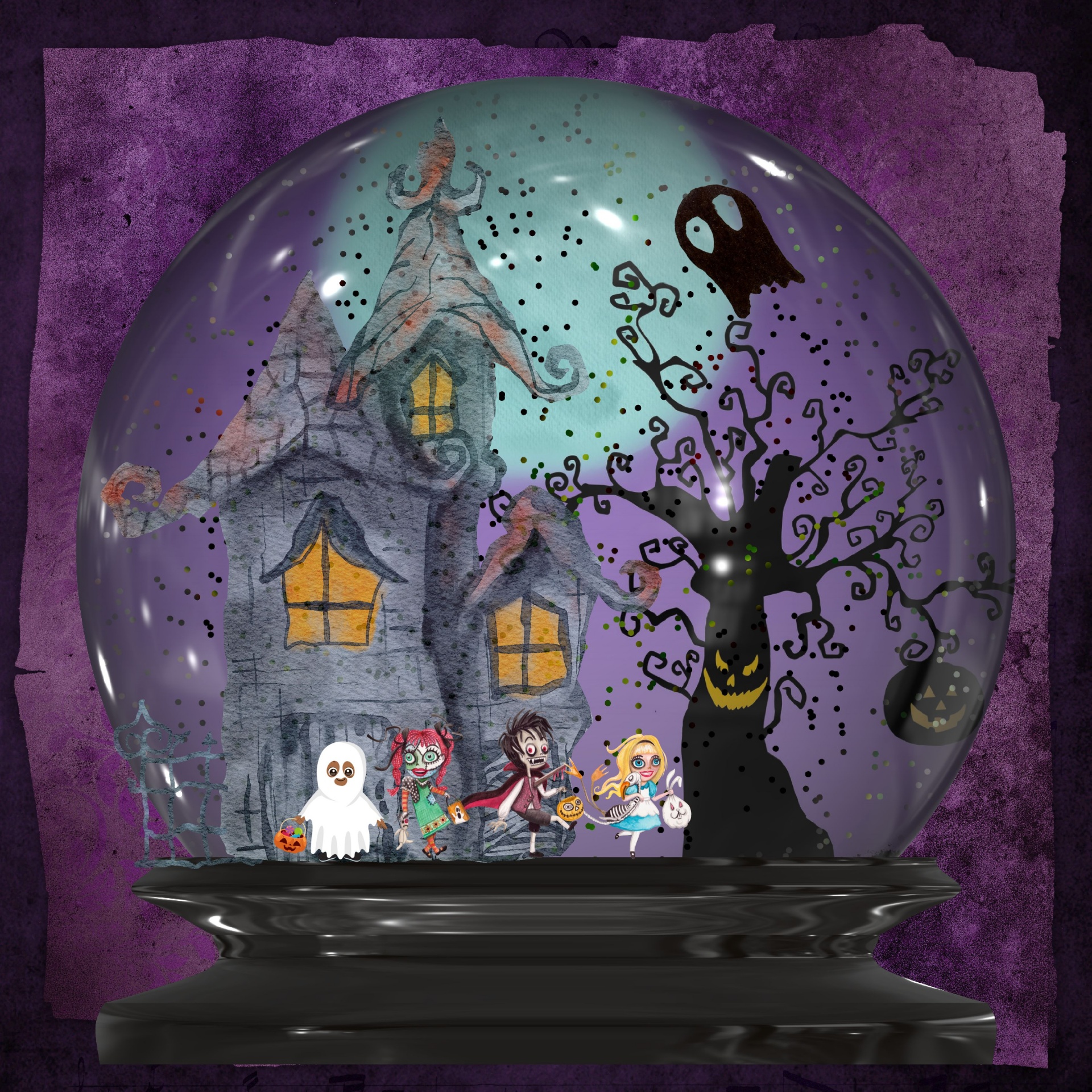 Haunted House Snow Globe
