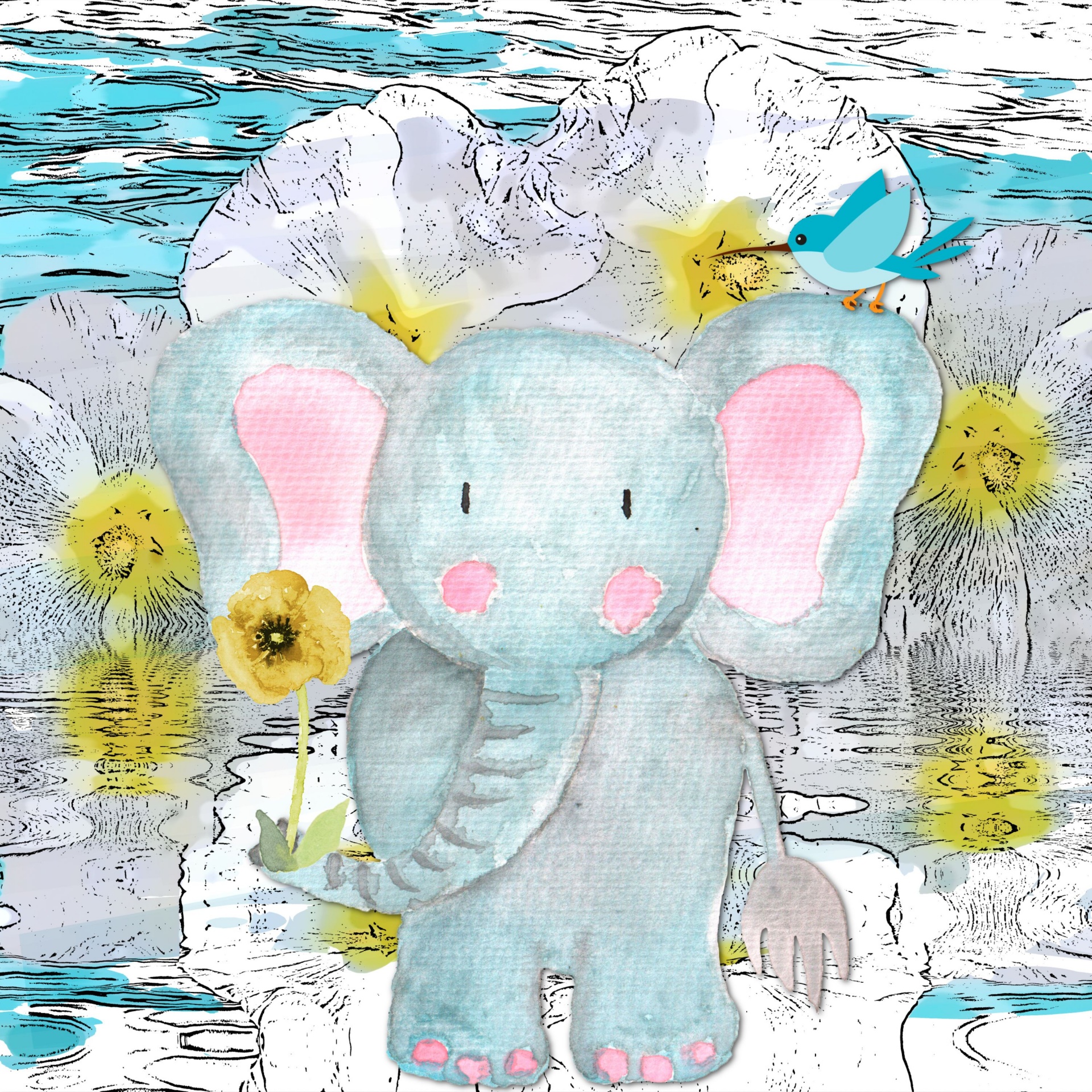 Elephant Watercolor Poster