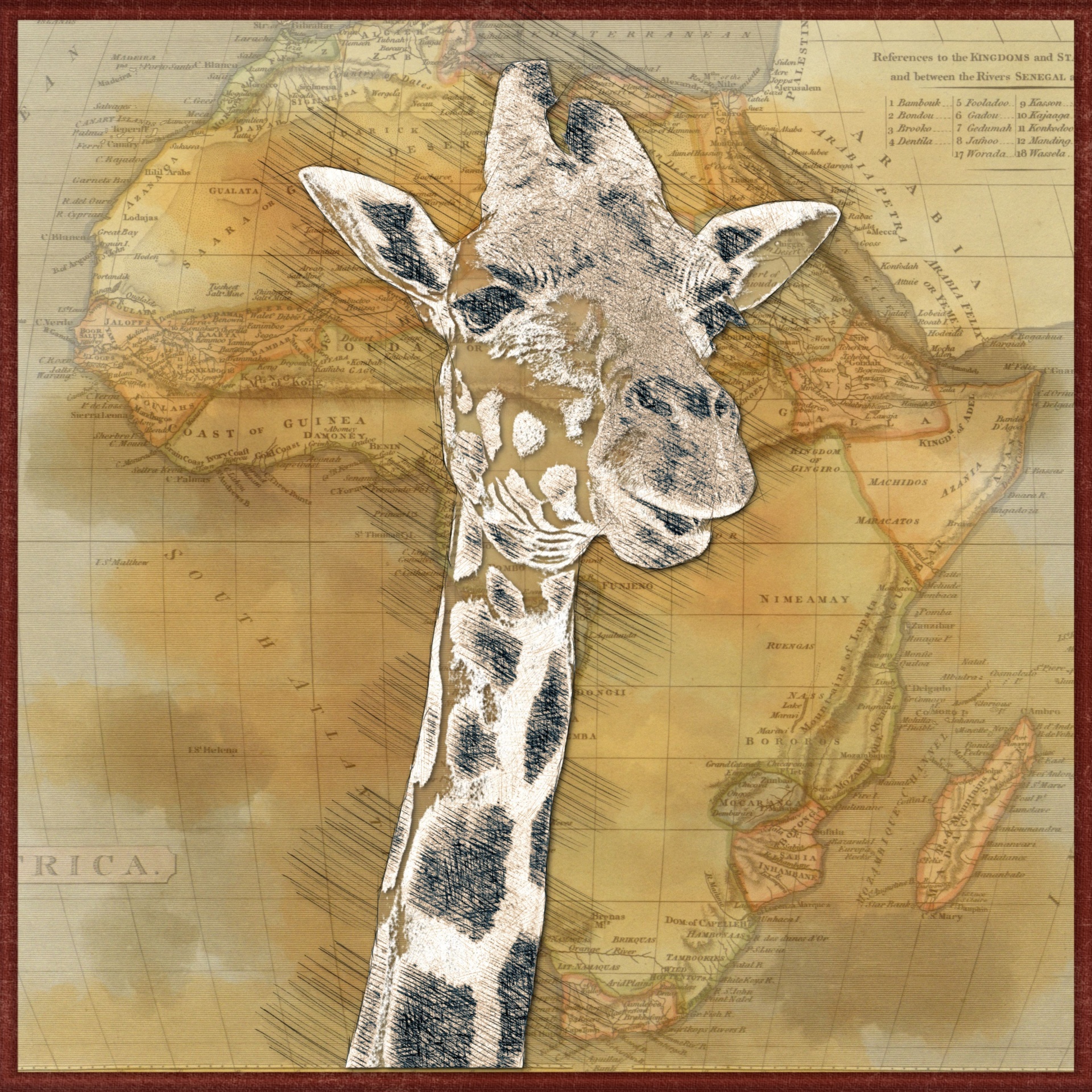 Giraffe Africa Travel Poster