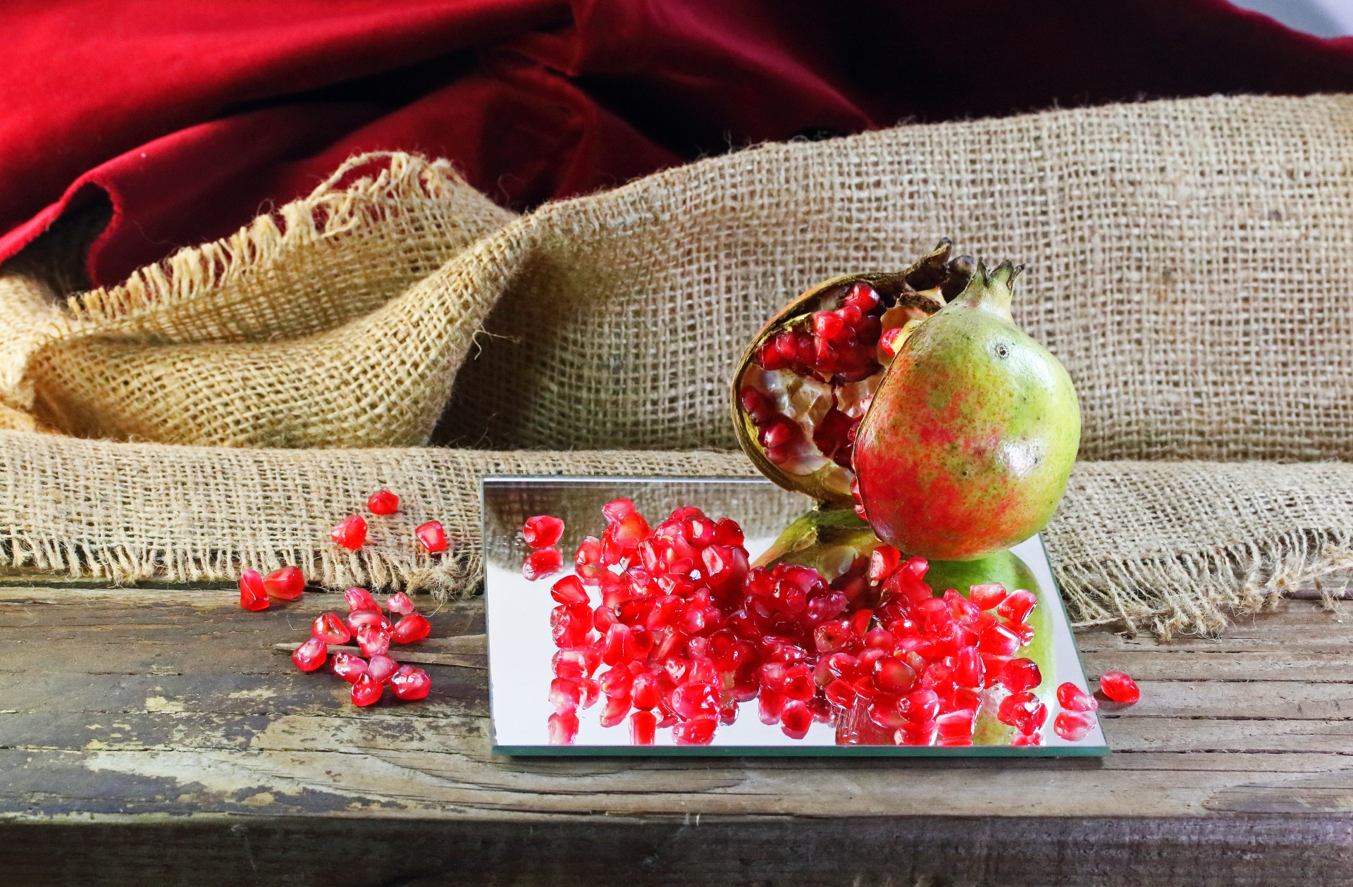 Open Pomegranate Fruit With Seeds