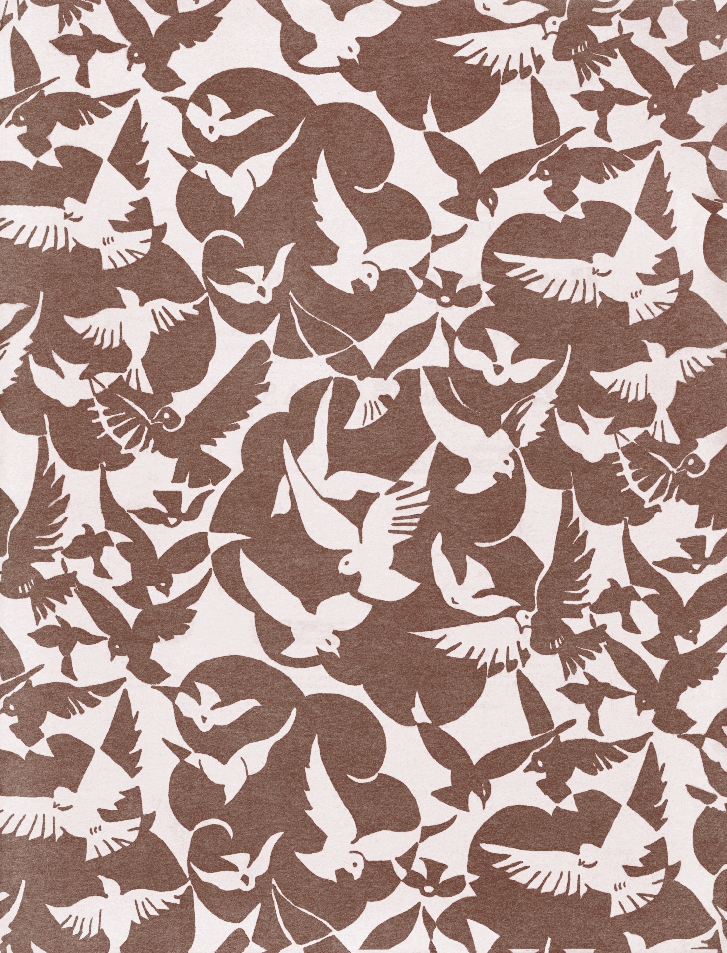 Birds white doves retro pattern vintage style pastel color paper background