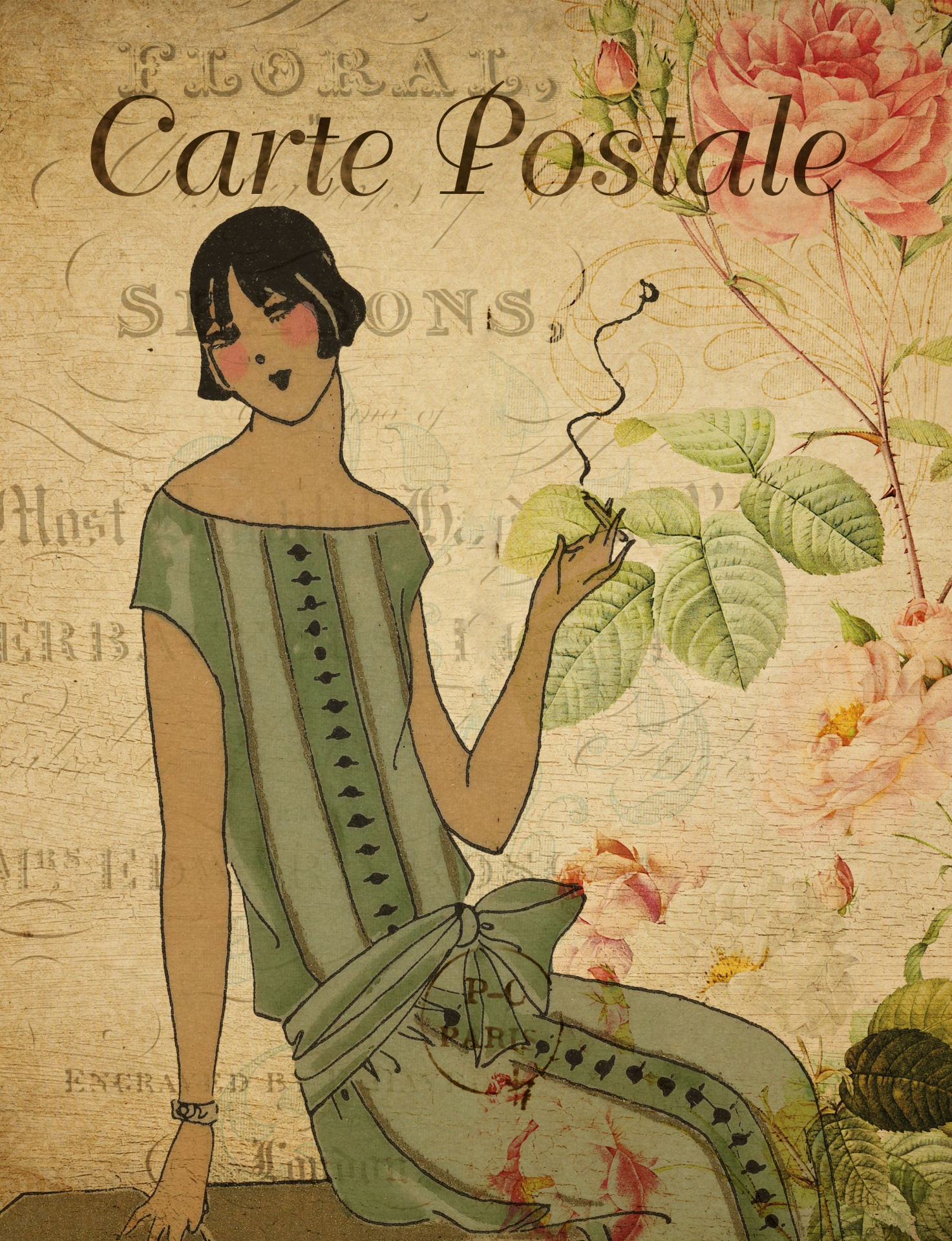 Woman Vintage Fashion Postcard