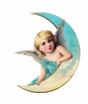 Angel Moon Vintage Art