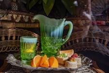 Green Pitcher And Snack Tray