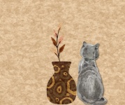 Cat And Vase