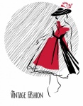 1950 Vintage Woman Fashion Poster