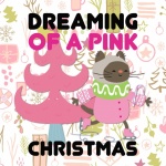 Pink Christmas Cat Illustration