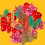 Red Berry Flower Holiday Art