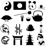 Japanese Culture Symbols Silhouette