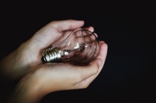 Light Bulb, Hands, Close-up, Retro
