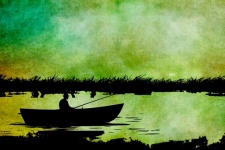 Man Fishing Boat Silhouette