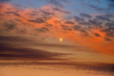 Moon Sky Clouds Sunset