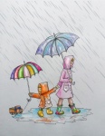Motherhood, Walk, Rain