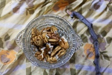 Raw Pecan Nuts In A Glass Bowl