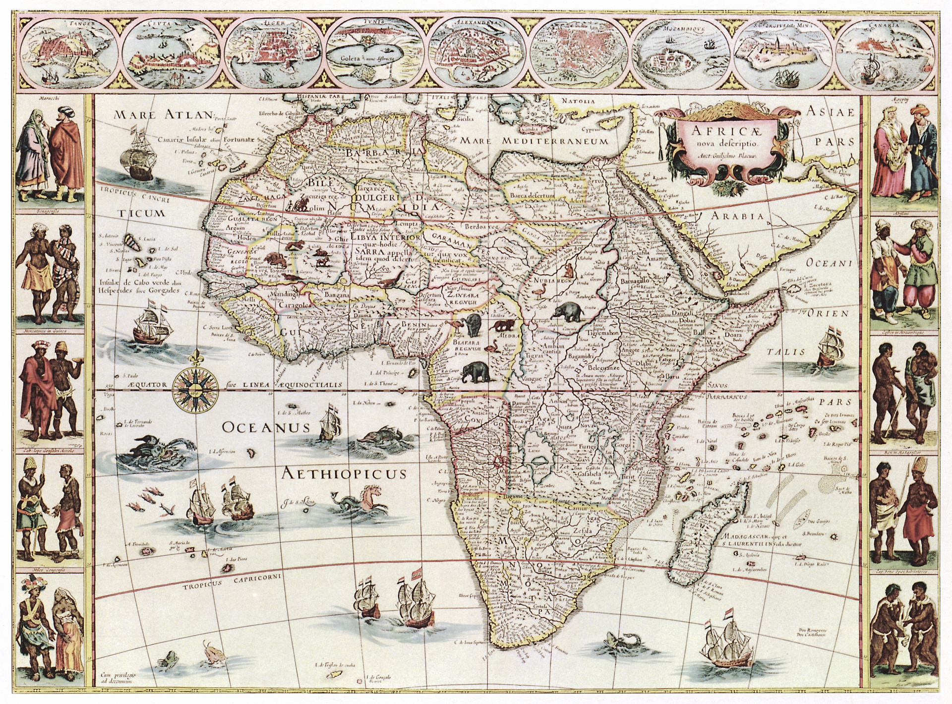 Africa Map Vintage Art