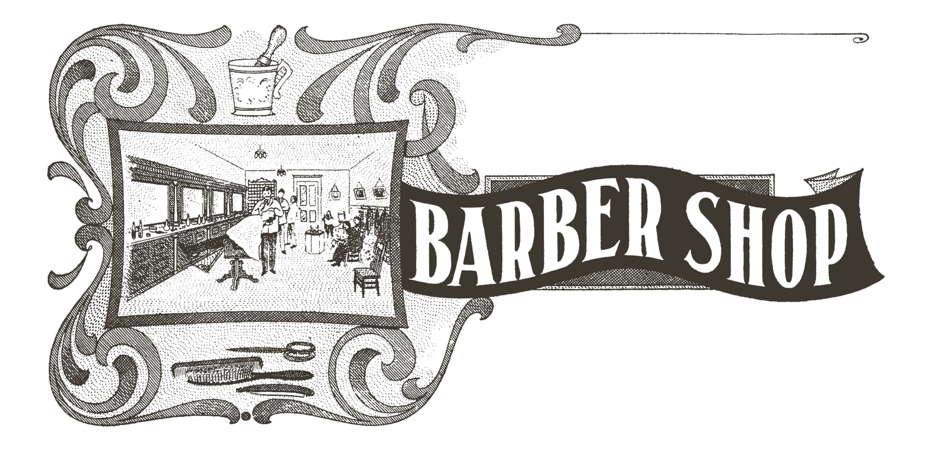 Vintage sign for a barber shop on white background