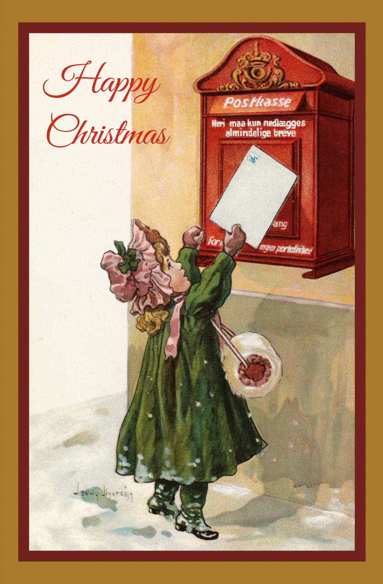 Christmas Vintage Girl Card