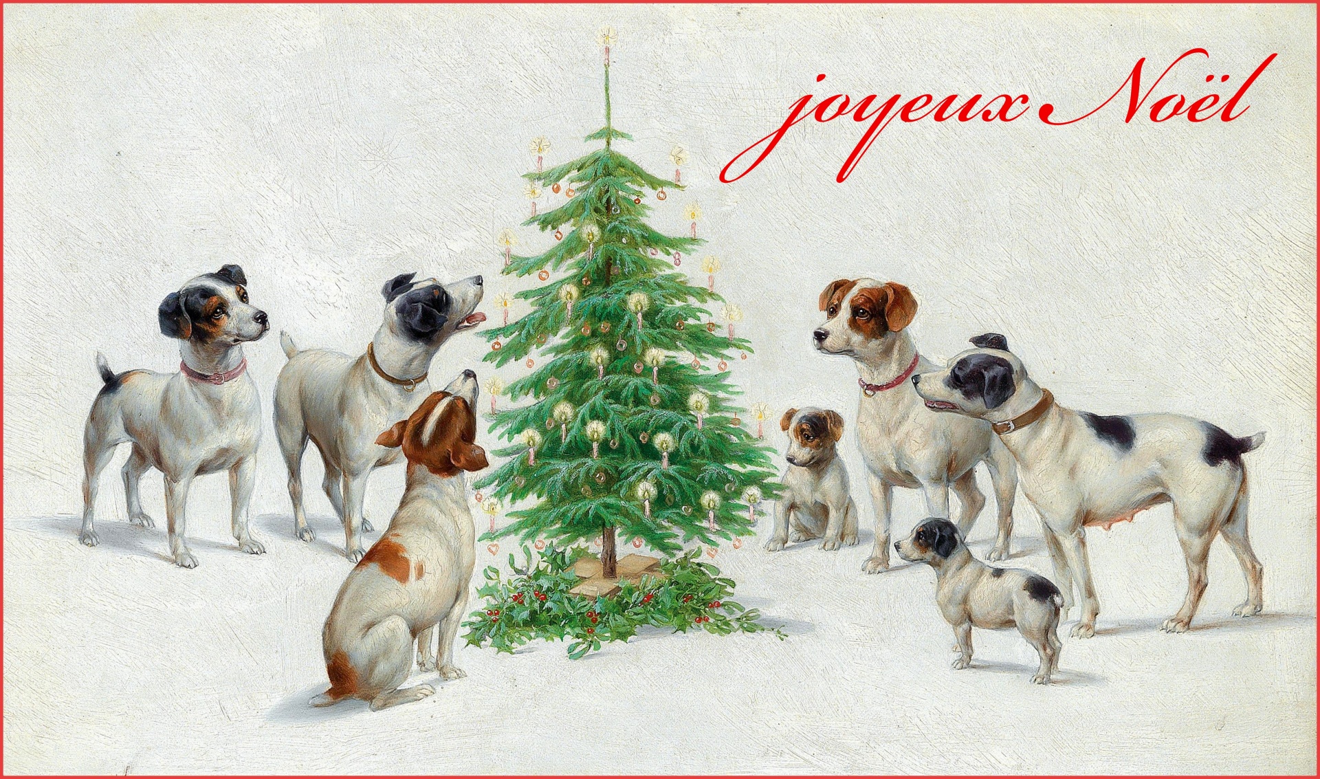 Dogs Christmas Vintage Art