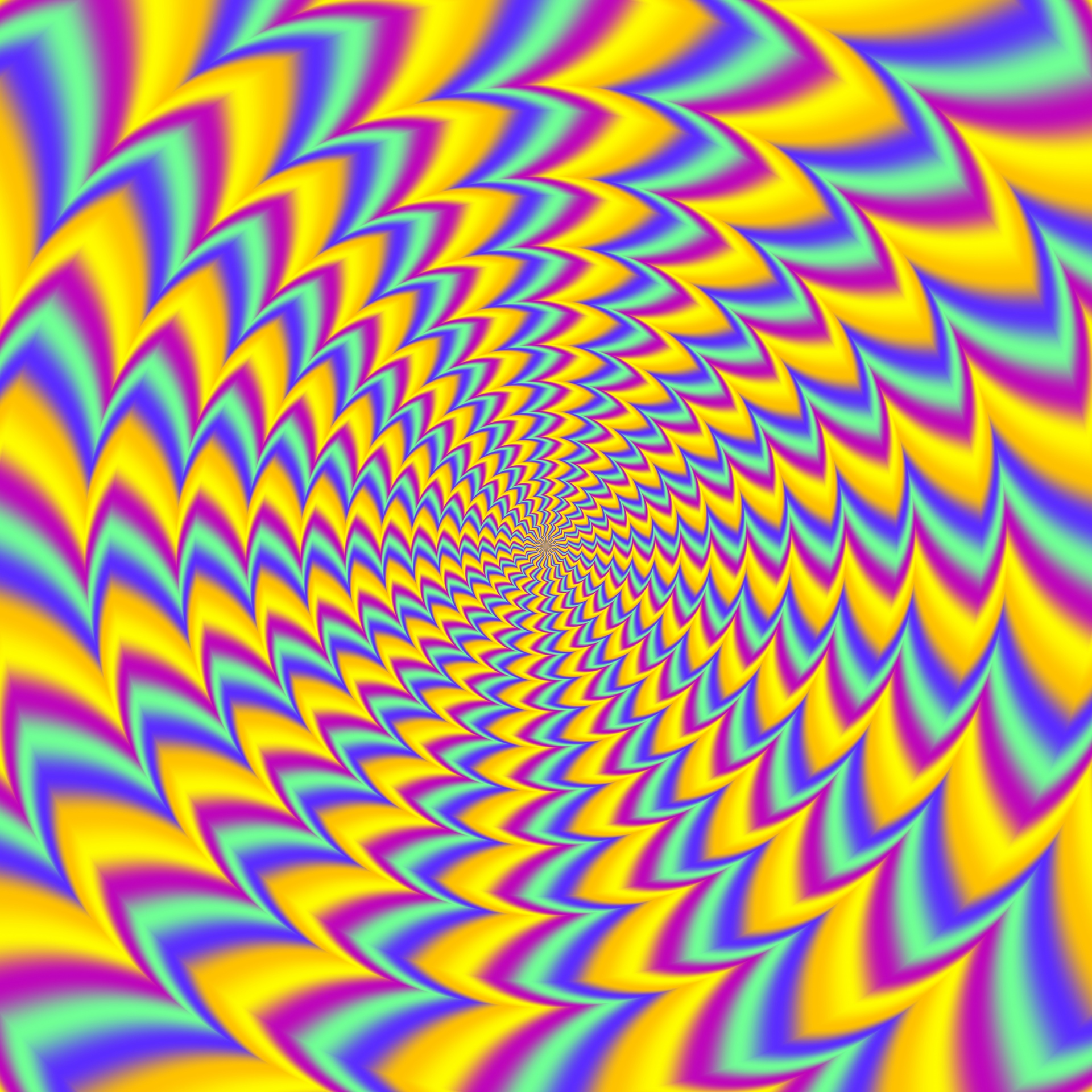 Illusion optical illusion movement retro pattern background colorful multicolored rainbow colors stripes center center sunburst