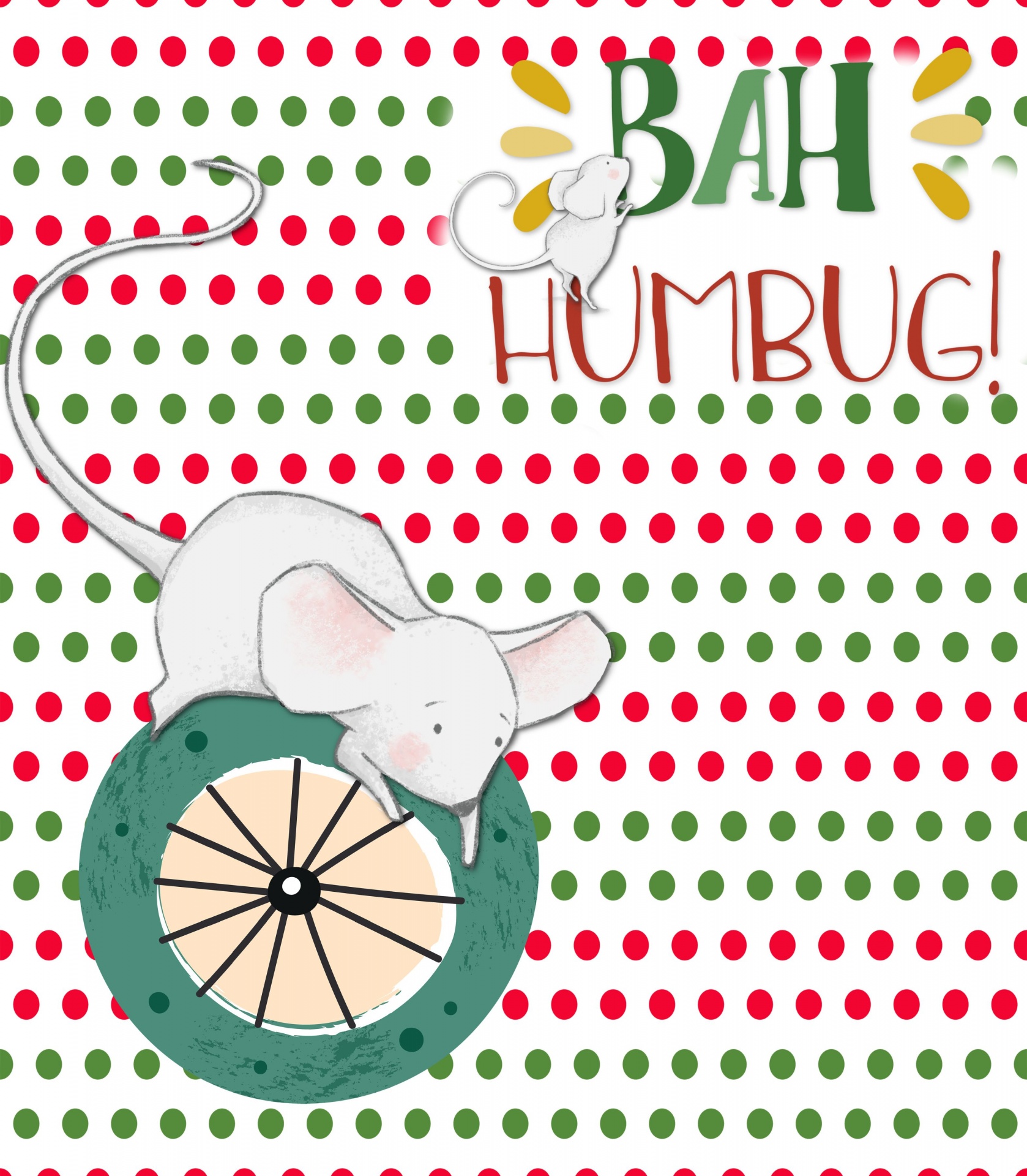 cute watercolor mice booing Christmas