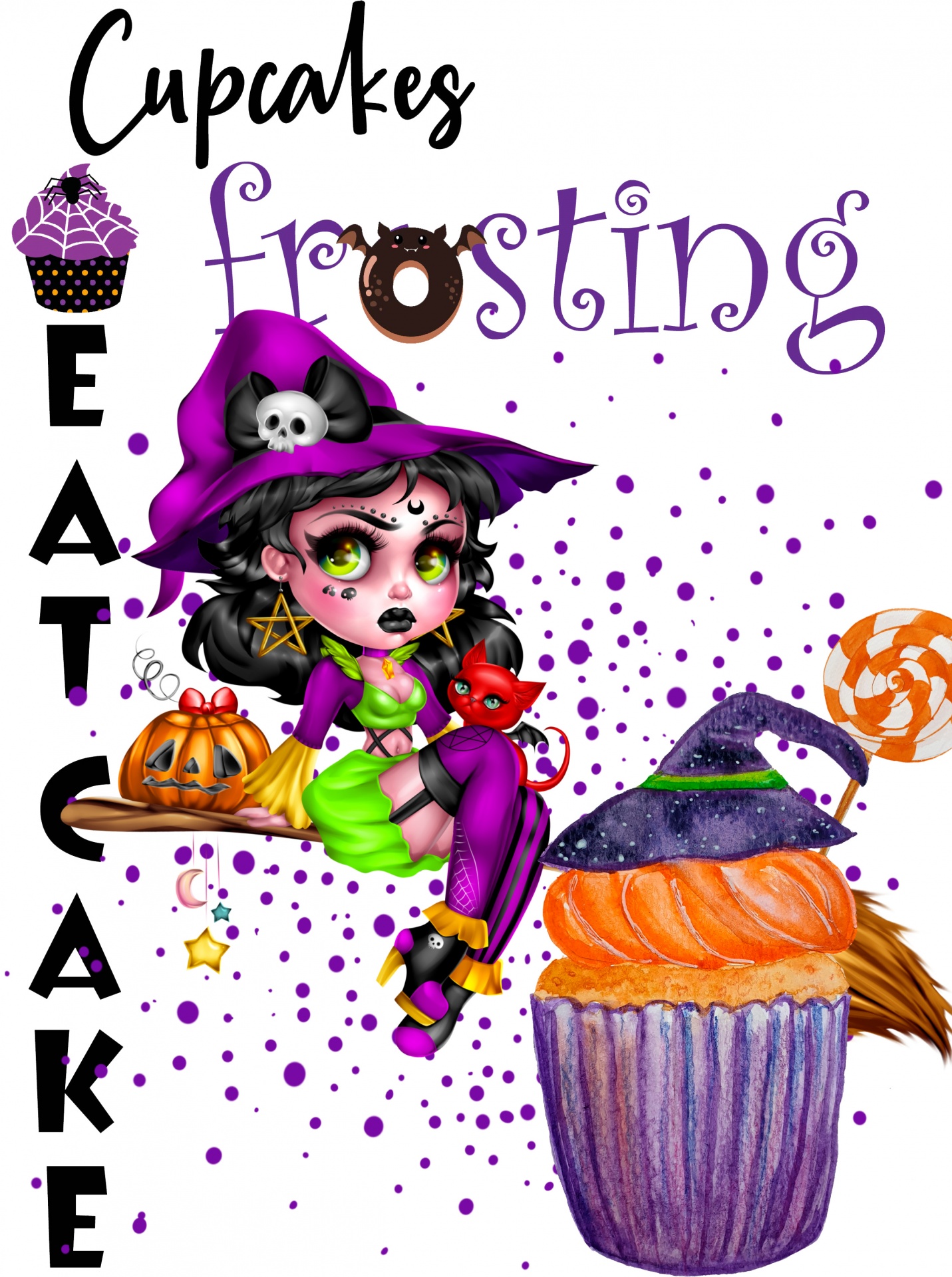Halloween decorated cupcakes illustration