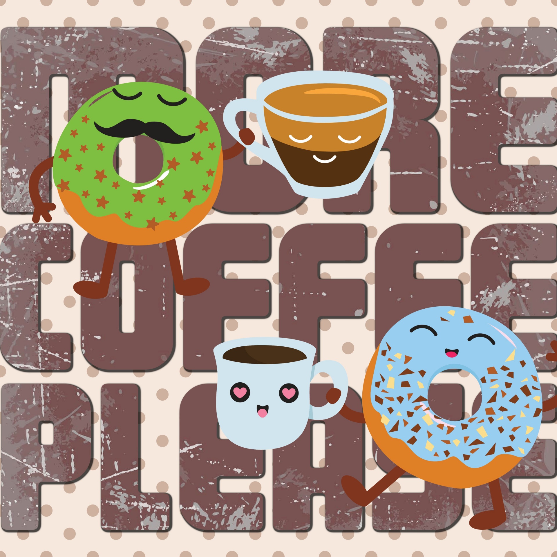 Happy Donuts Coffee Poster