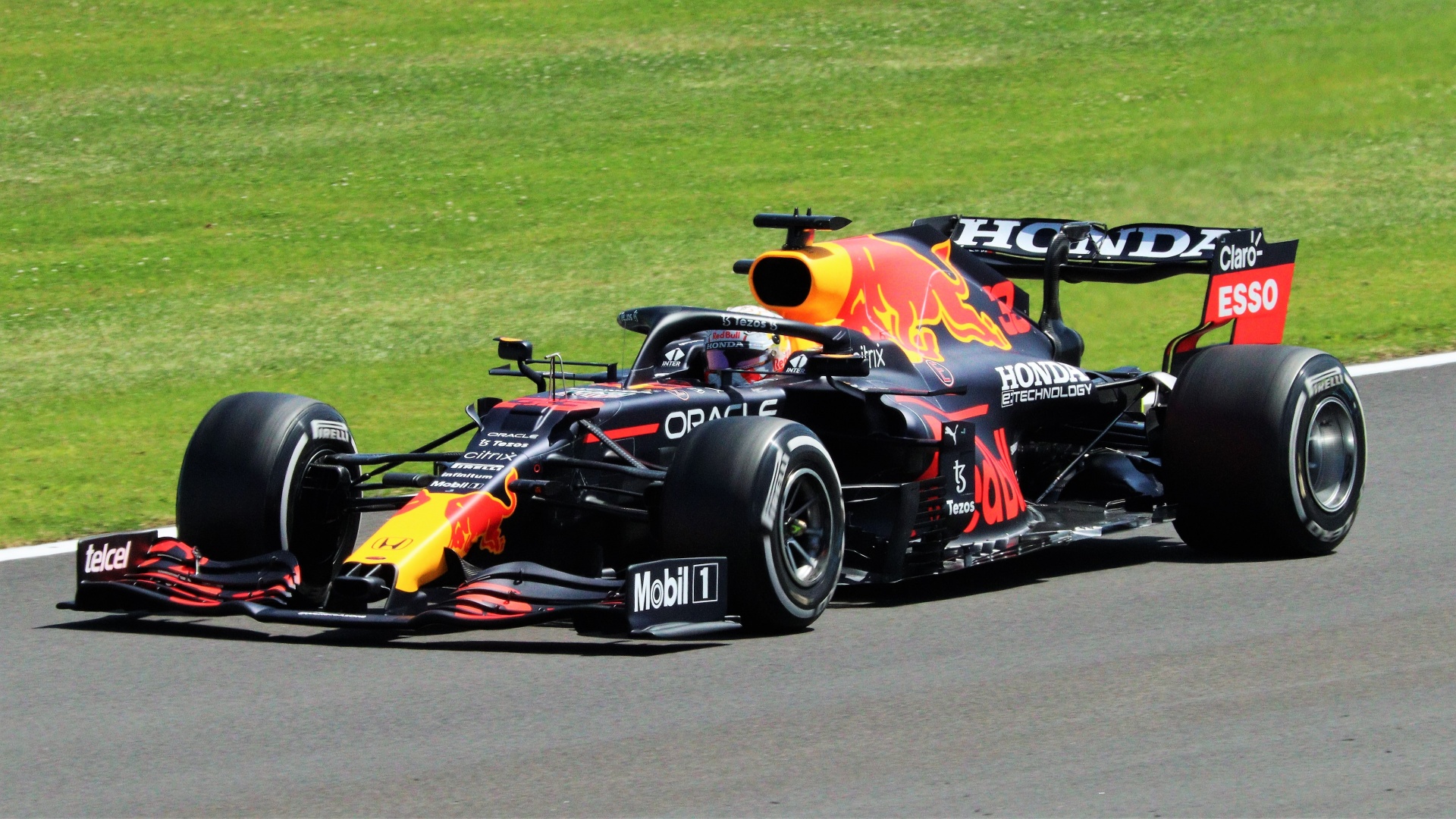 Max Verstappen racing for Red Bull at Silverstone