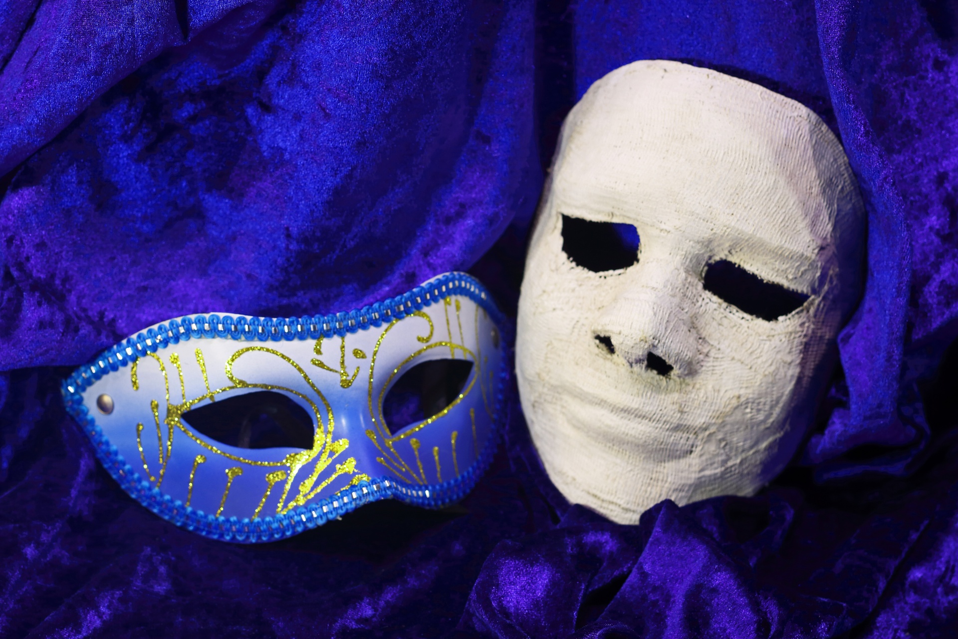 Ornate Blue Mask With Purple Hue
