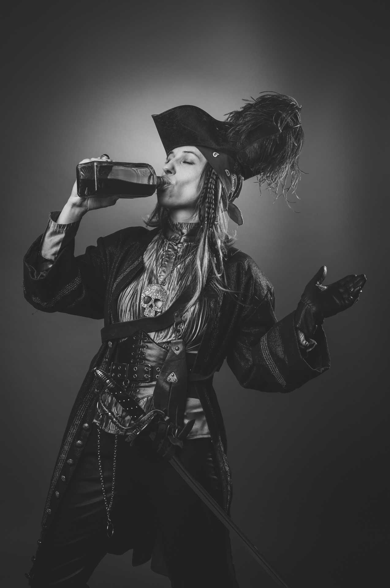 pirate, bandit, image, cosplay, woman, sea, corsair, captain, booze, alcoholism