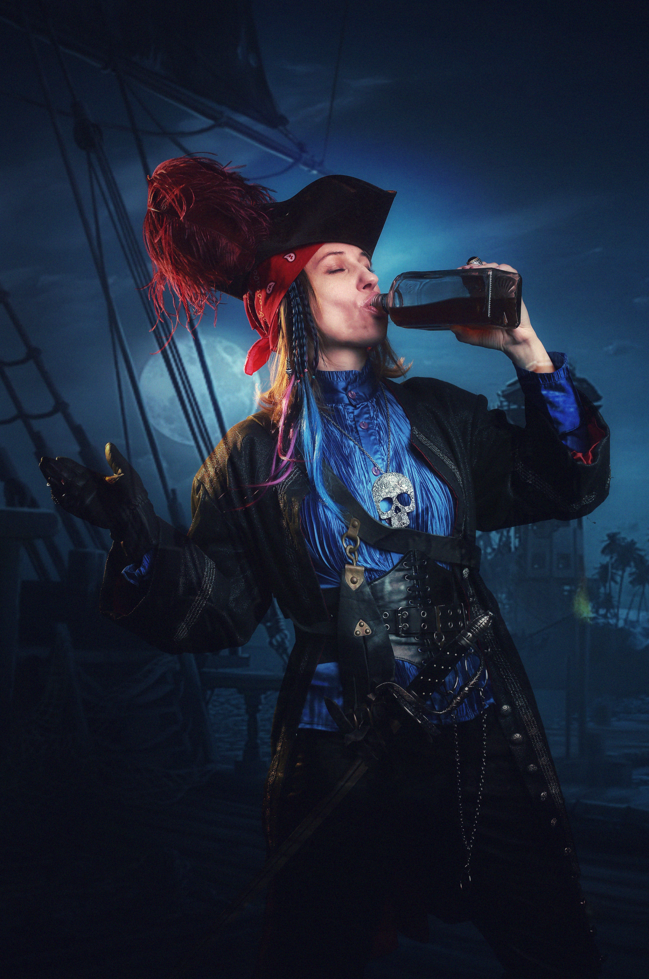 Pirate, Rum, Ship, Night, Pirates