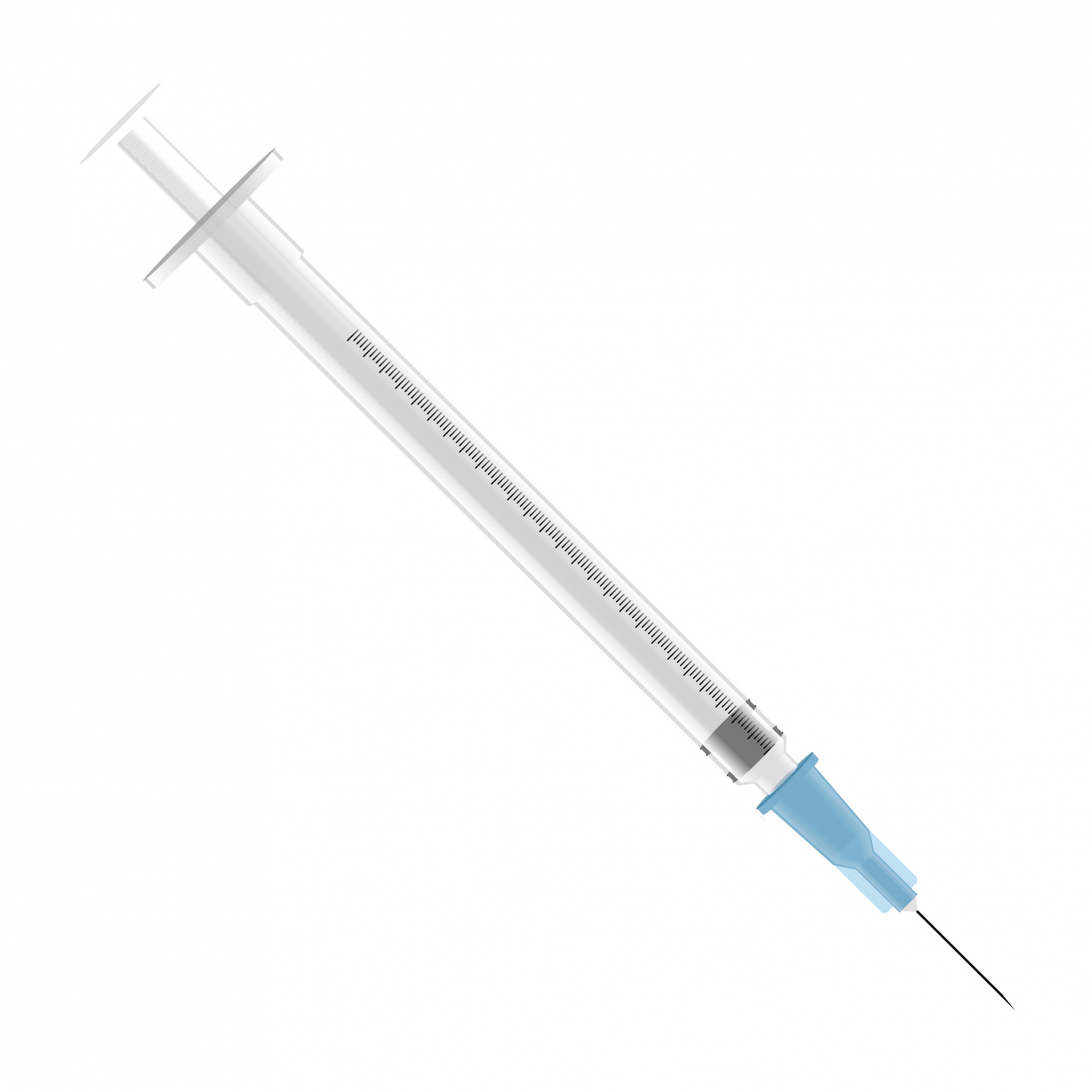 Vector illustration of a syringe with hypodermic needle for vaccination, injection clipart on white background