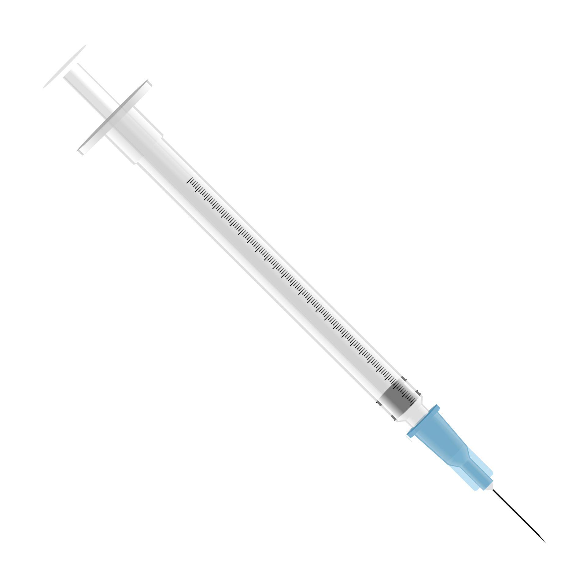 Vector illustration of a syringe with hypodermic needle for vaccination, injection clipart on transparent png background